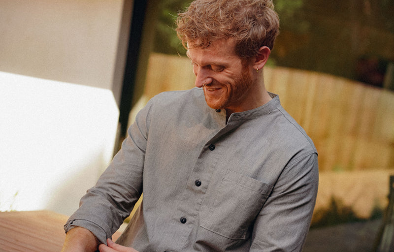 CHANDLER - BANDED COLLAR WOVEN SHIRT