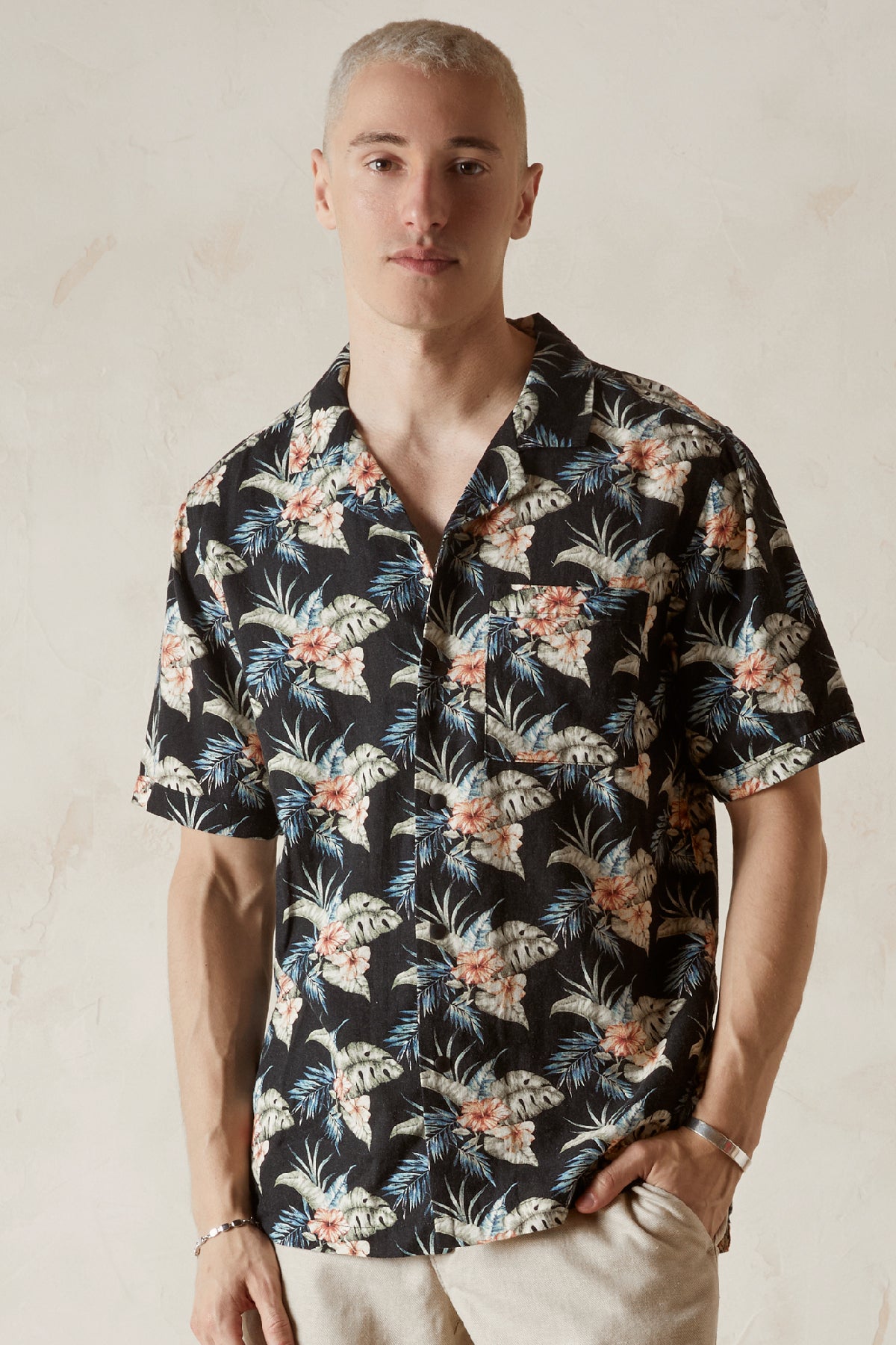 KONA Printed Linen Viscose Camp Shirt