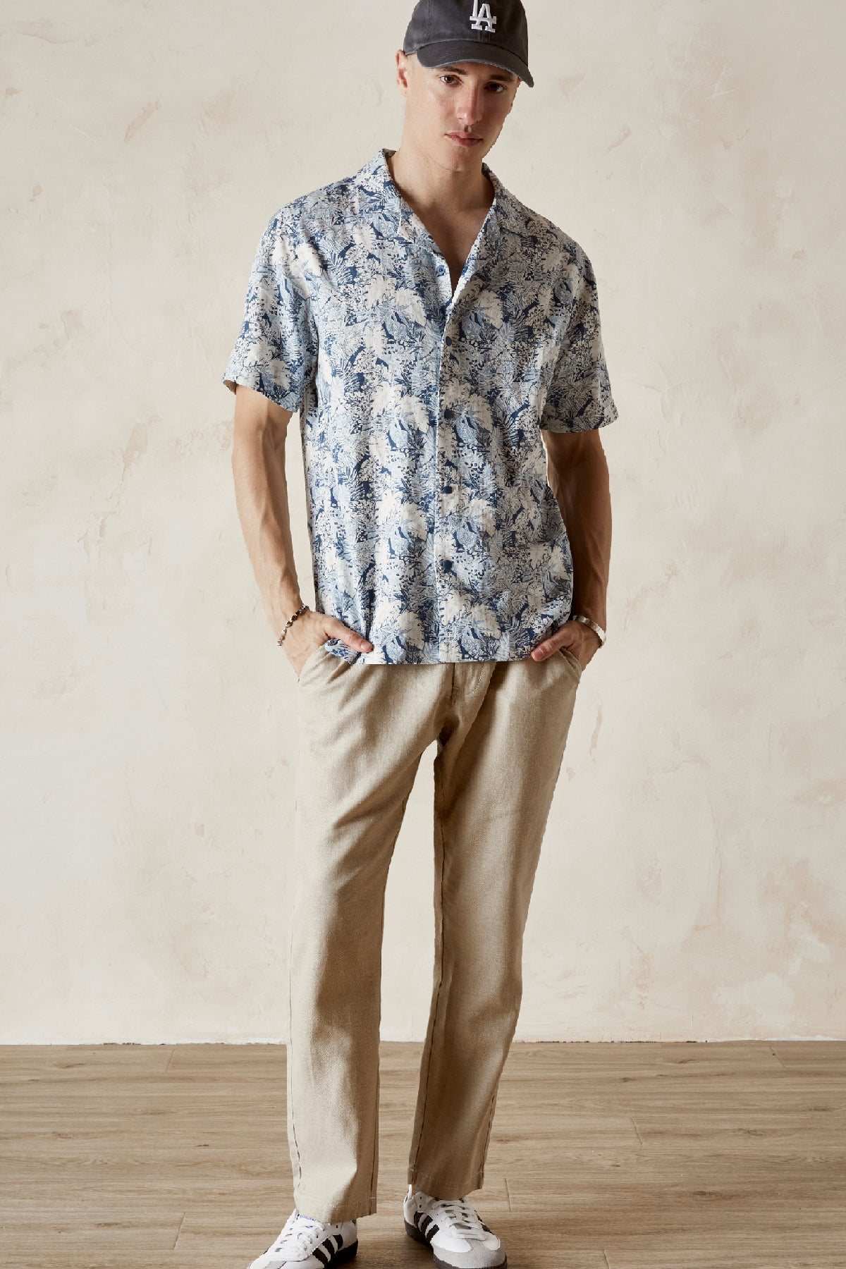COSTA Printed Linen Rayon Camp Shirt