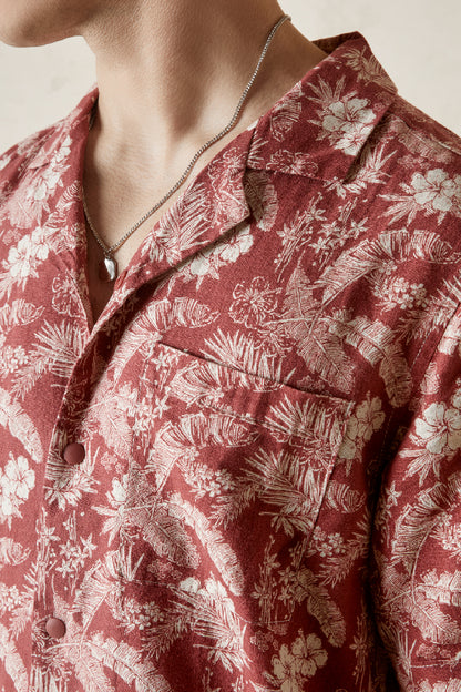 DEL REY  Printed Linen Viscose Camp Shirt