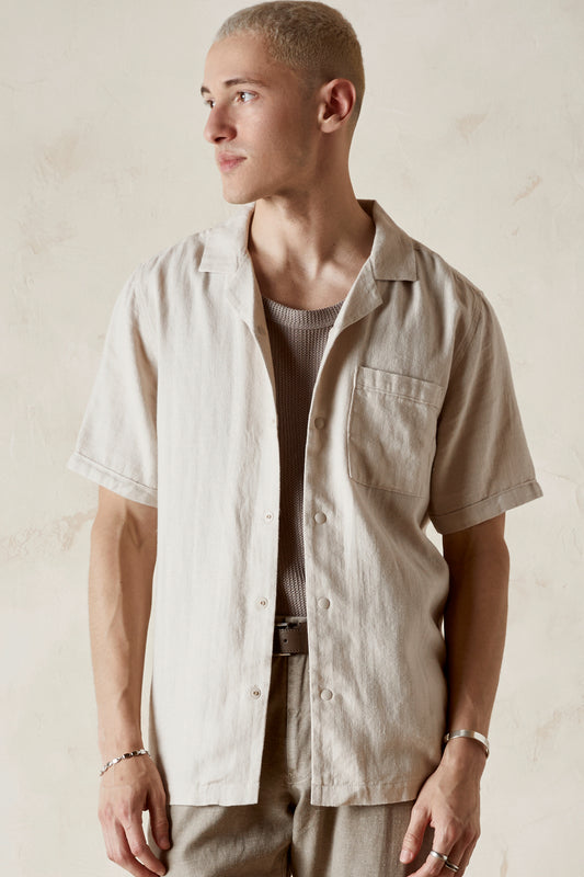 DIEGO Herringbone Camp Shirt
