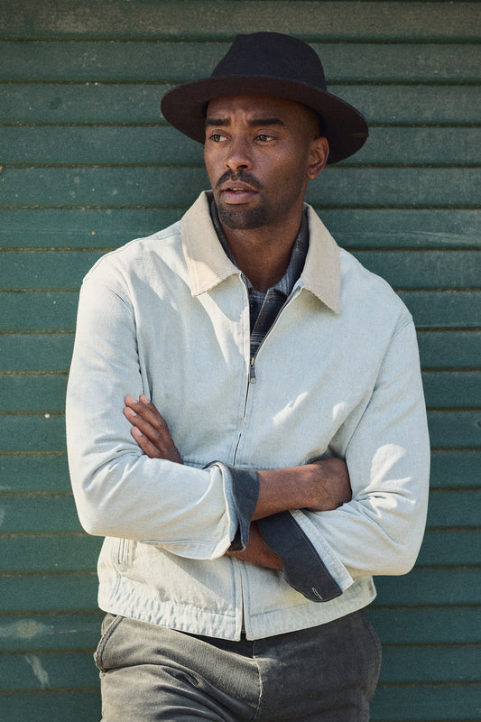 ELWOOD - BLEACHED DENIM ZIP JACKET