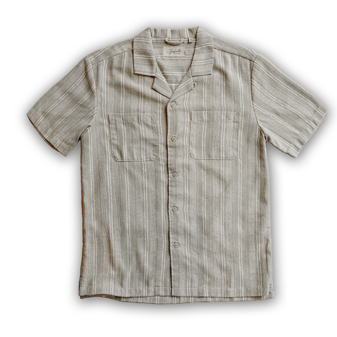 MASON - POLY COTTON STRIPE CAMP SHIRT