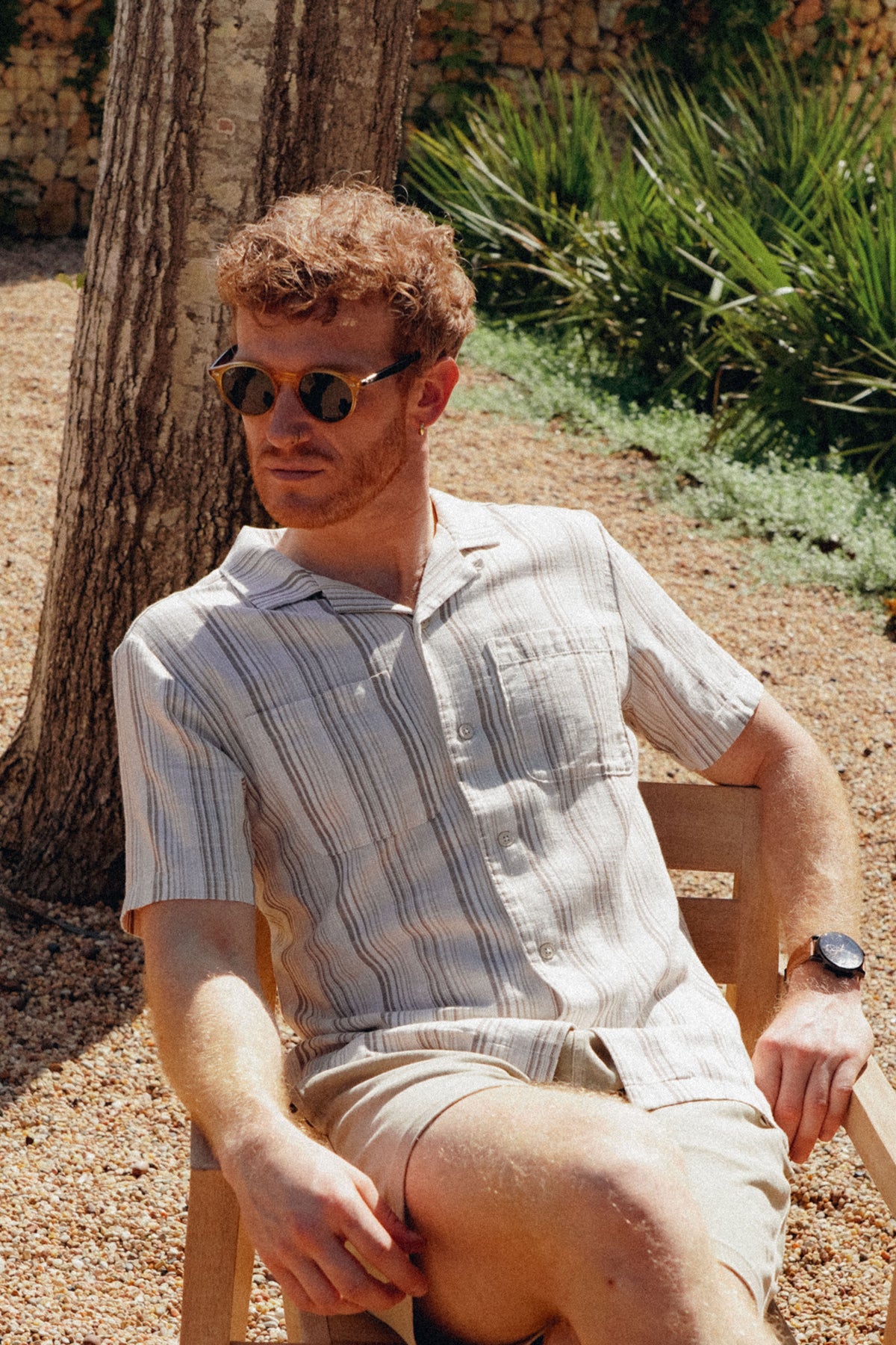 HARRIS - COTTON CROSSHATCH STRIPE CAMP SHIRT