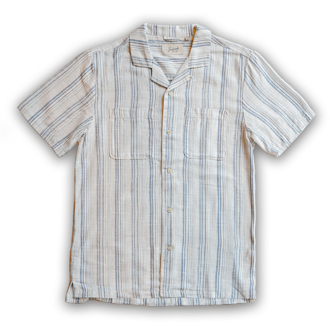 HARRIS - COTTON CROSSHATCH STRIPE CAMP SHIRT