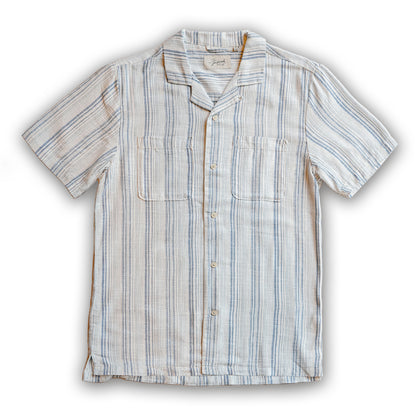 HARRIS - COTTON CROSSHATCH STRIPE CAMP SHIRT