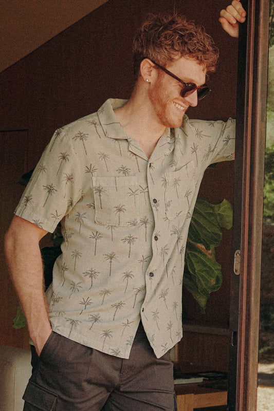 CAYMAN - OVERDYED PRINTED CAMP SHIRT