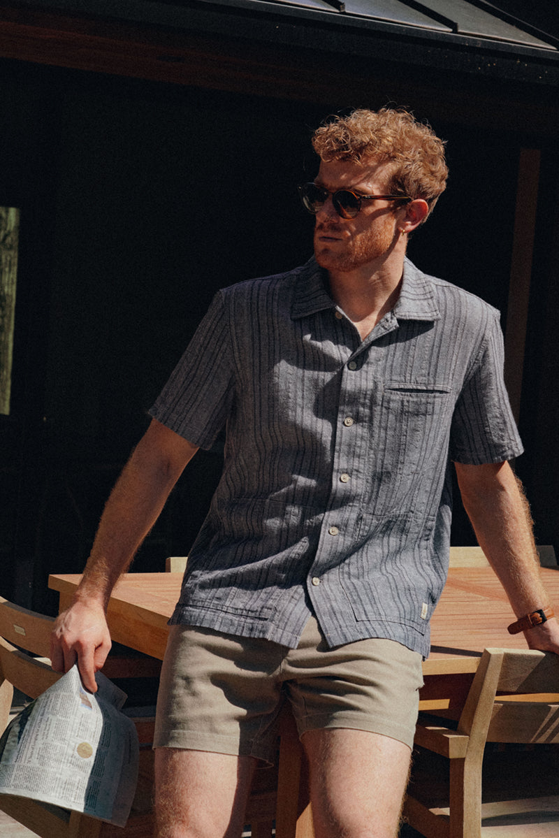 AMBROSE - LINEN COTTON STRIPE WOVEN