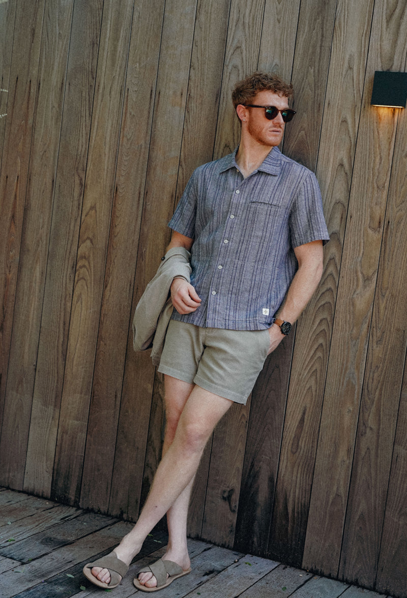 AMBROSE - LINEN COTTON STRIPE WOVEN