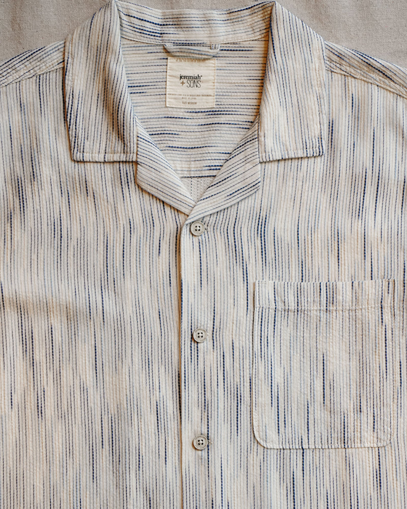 LAWTON - TEXTURED SLUB STRIPE CAMP SHIRT