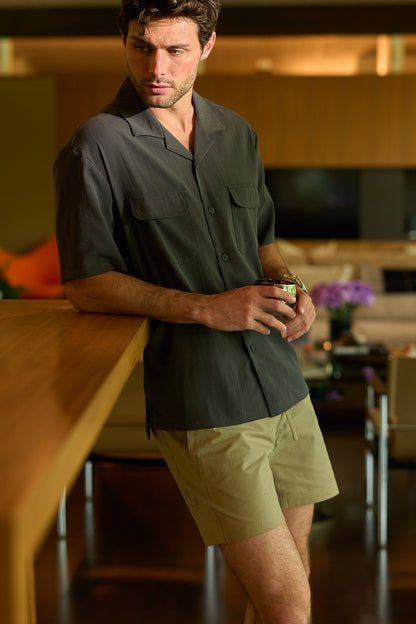 NEUTRA - DRAWSTRING ELASTIC WAIST TWILL SHORT