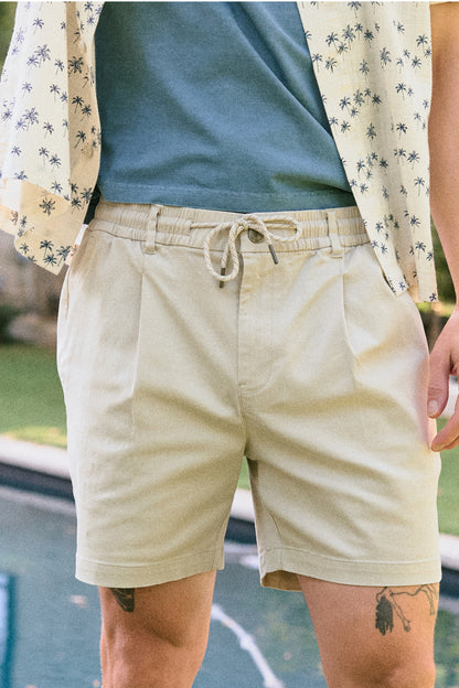 NEUTRA - DRAWSTRING ELASTIC WAIST TWILL SHORT